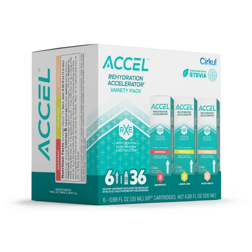 Vitamin-Infused Accel 6-Pack Variety Pack IZ9I - Sugar-Free Fruit Flavor Cartridge Refill Detail