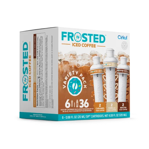 Refreshing Electrolyte Frosted Iced Coffee 6-Pack Variety Pack RAJT - Zero-Calorie Multi-Flavor Sip Pods for Water Bottle Detail